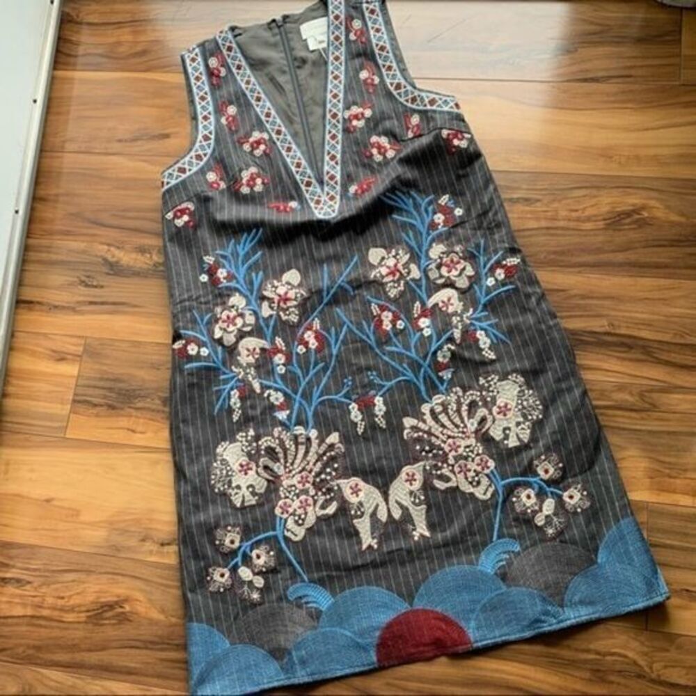 Foxiedox grey Yumiko embroidered dress 4